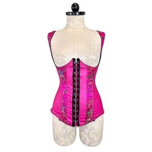 Allure Lingerie Cupless Under Bust Corset Hot Pink Lace-Up